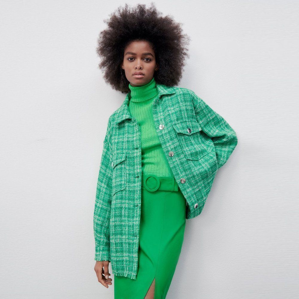 Zara Green Tweed Jacket